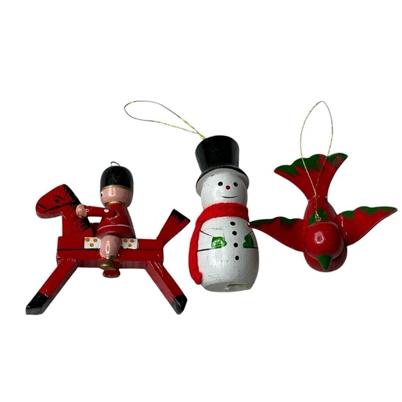 Other - Set‎ of 3 Vintage Wooden Christmas Ornaments